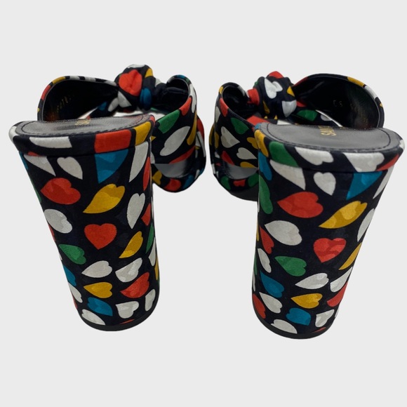 Saint Laurent Black Multicolor Heart Bianca Knotted Sandals Size 38 1/2 NWT - Picture 6 of 13